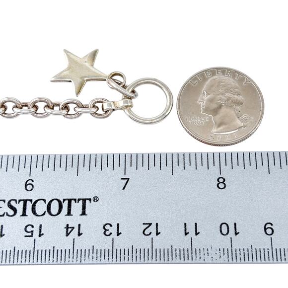 Star Charm Bracelet | Toggle Clasp Chain | Vintage Sterling Silver 925 7.5" - Picture 2 of 7